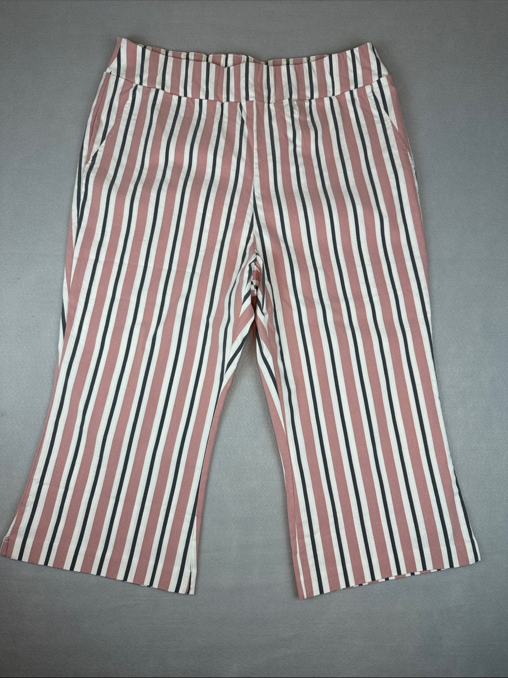 New York & Company Pink White & Black Pull On Striped Wide-Leg Pants Size XL NWT